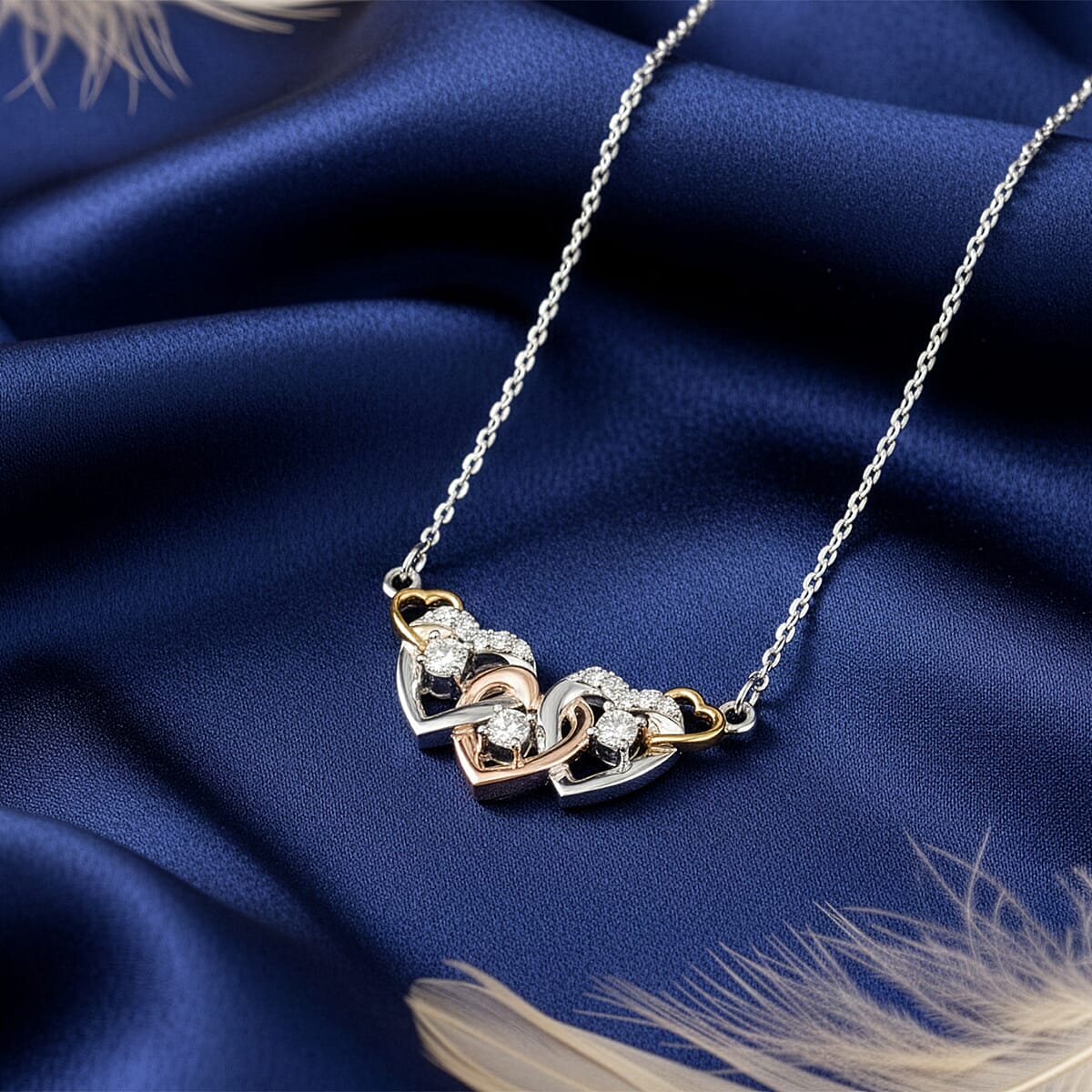 Luxuriant Lab Grown Diamond G-H SI 0.25 ctw Necklace in 18K Vermeil YRG and Rhodium Over Sterling Silver 18-20 Inches (Del. in 12-15 Days) image number 1