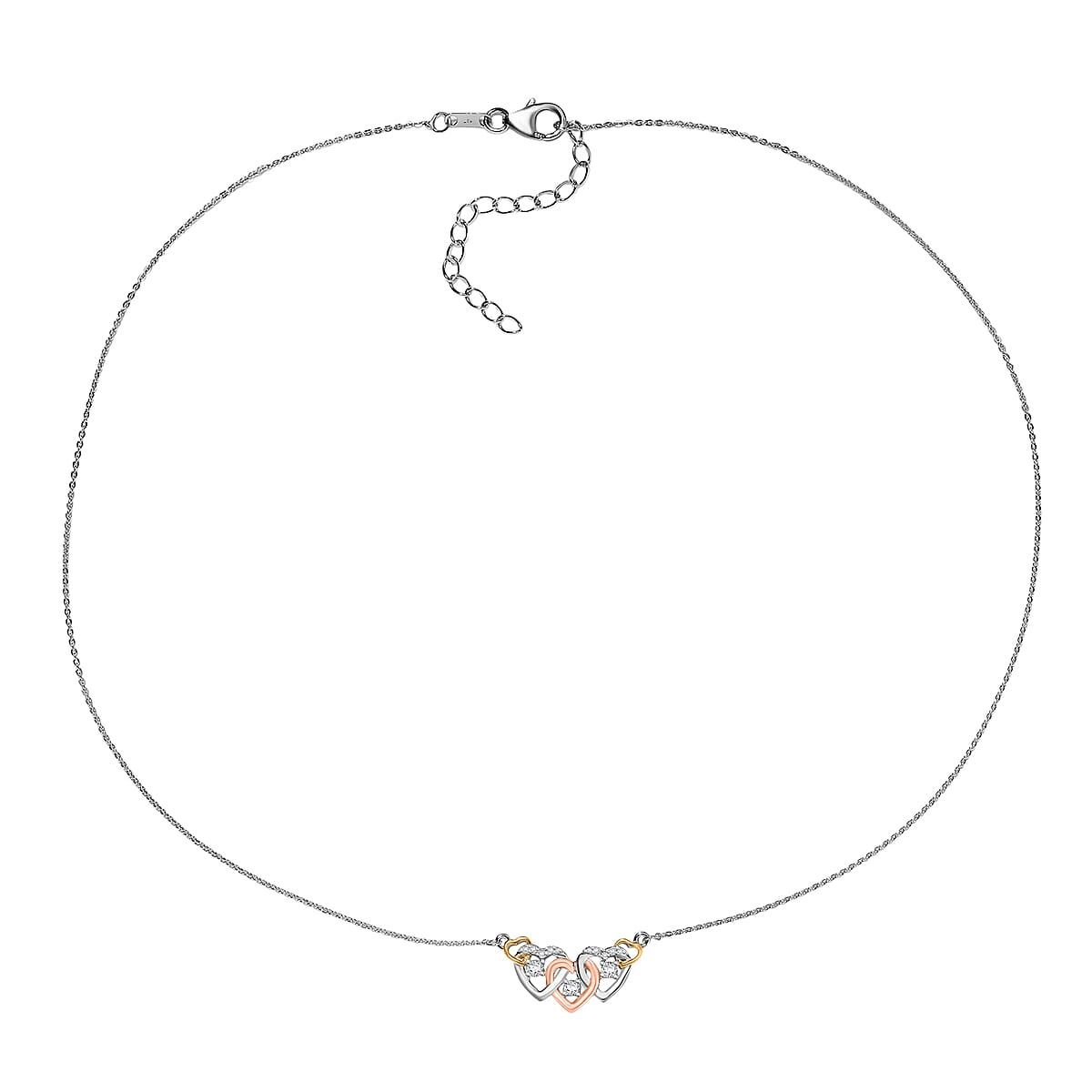 Luxuriant Lab Grown Diamond G-H SI 0.25 ctw Necklace in 18K Vermeil YRG and Rhodium Over Sterling Silver 18-20 Inches (Del. in 12-15 Days) image number 3