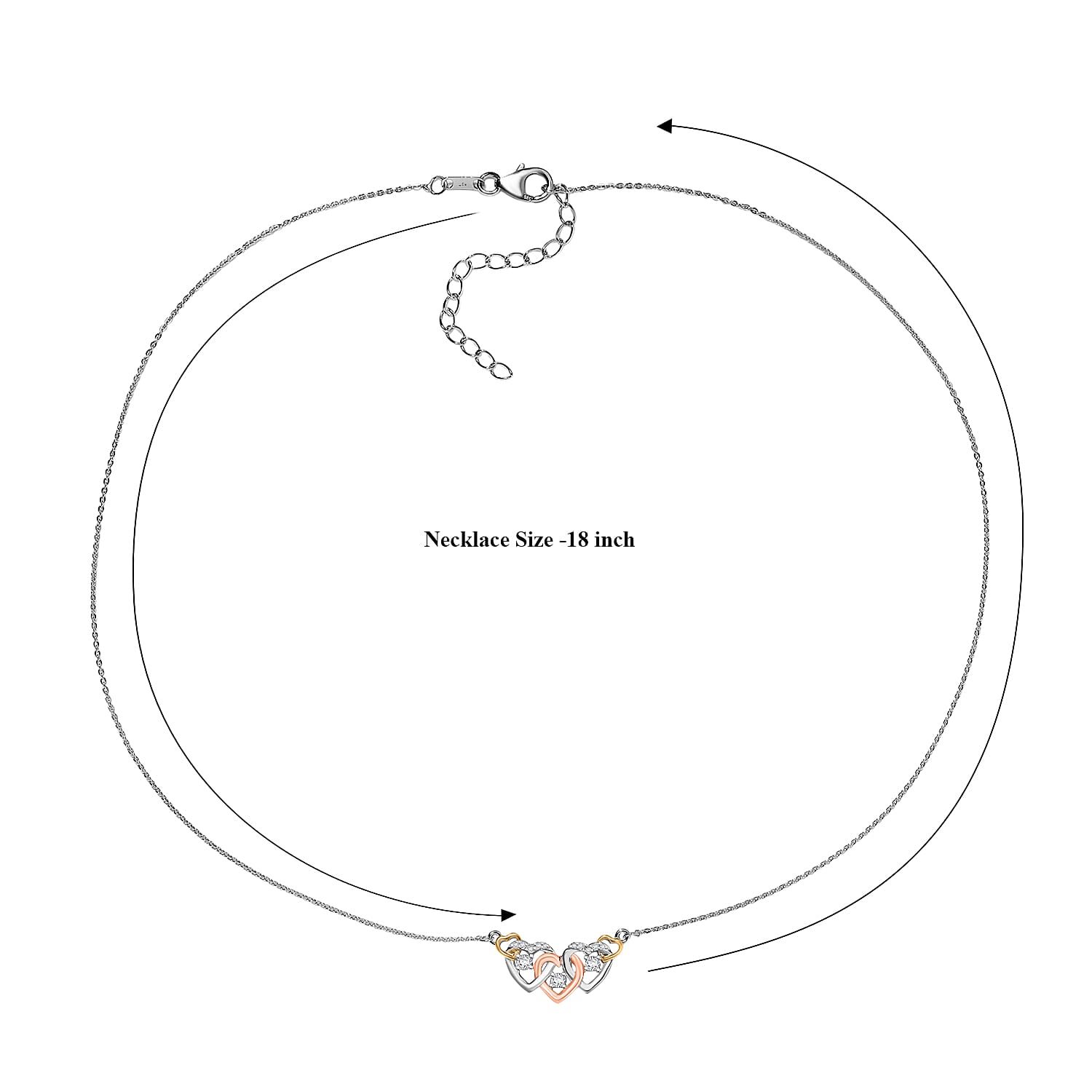 Luxuriant Lab Grown Diamond G-H SI 0.25 ctw Necklace in 18K Vermeil YRG and Rhodium Over Sterling Silver 18-20 Inches