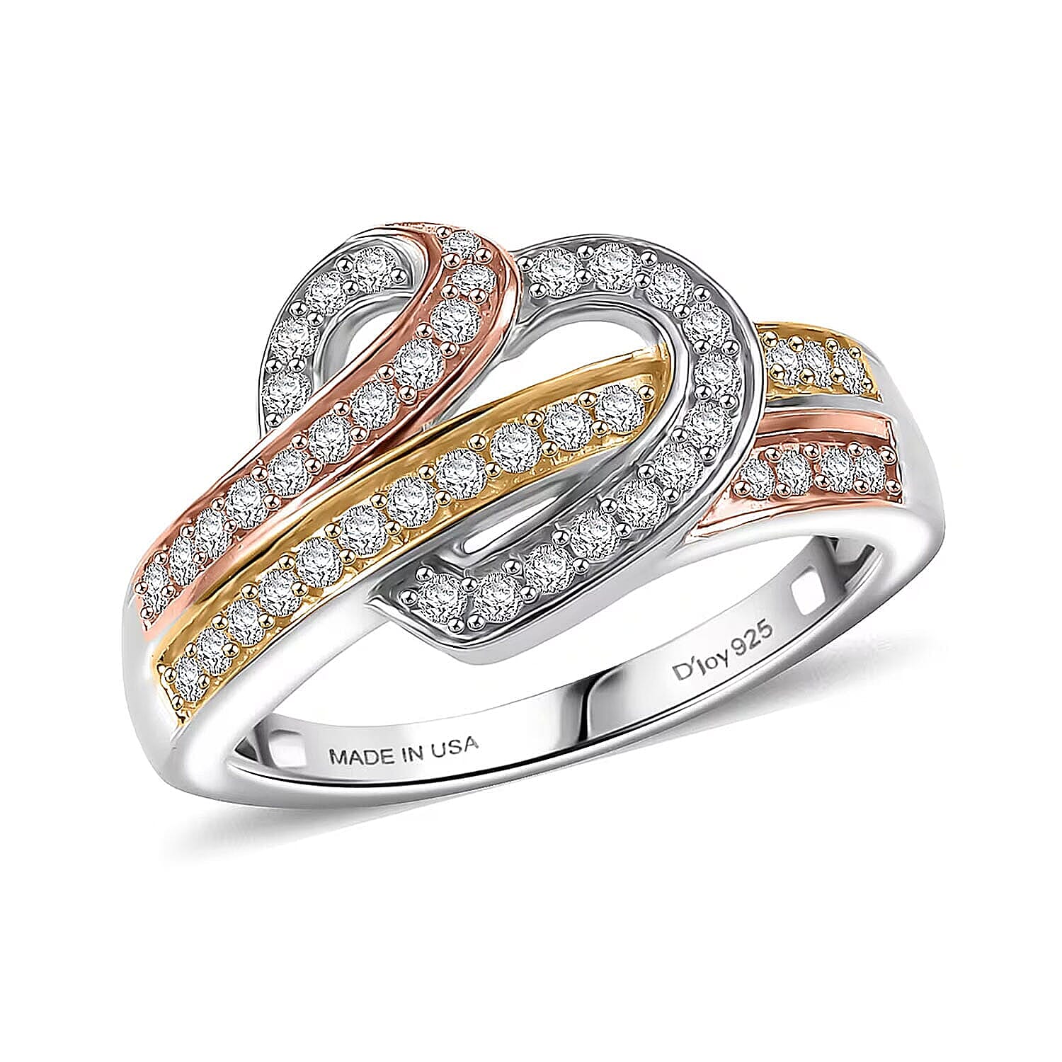 Luxuriant Lab Grown Diamond G-H SI 0.35 ctw Ring in 18K Vermeil YRG and Rhodium Over Sterling Silver (Size 10.0)
