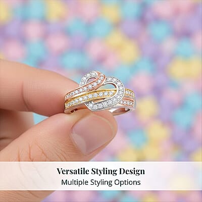 Luxuriant Lab Grown Diamond G-H SI 0.35 ctw Ring in 18K Vermeil YRG and Rhodium Over Sterling Silver (Size 10.0)
