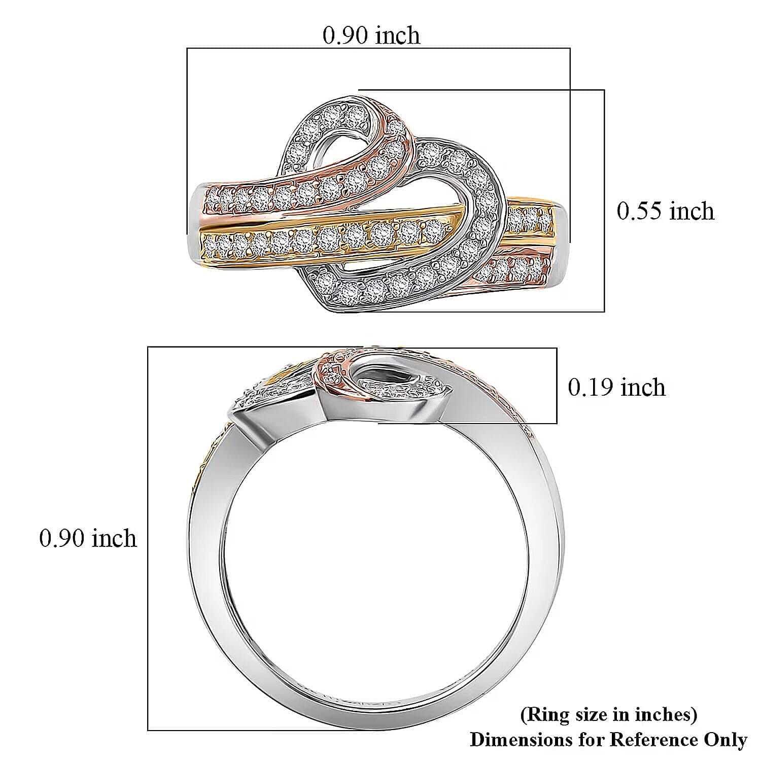 Luxuriant Lab Grown Diamond G-H SI 0.35 ctw Ring in 18K Vermeil YRG and Rhodium Over Sterling Silver (Size 10.0)