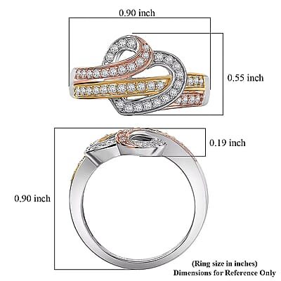 Luxuriant Lab Grown Diamond G-H SI 0.35 ctw Ring in 18K Vermeil YRG and Rhodium Over Sterling Silver (Size 10.0)
