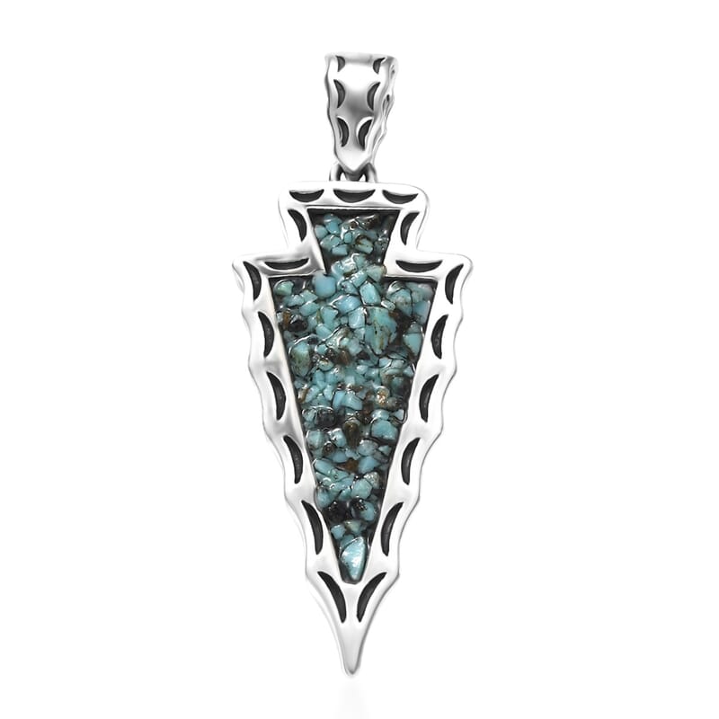 D'Joy Artisan Crafted Premium Blue Moon Turquoise 7.00 ctw Arrow Pendant without Chain in Sterling Silver