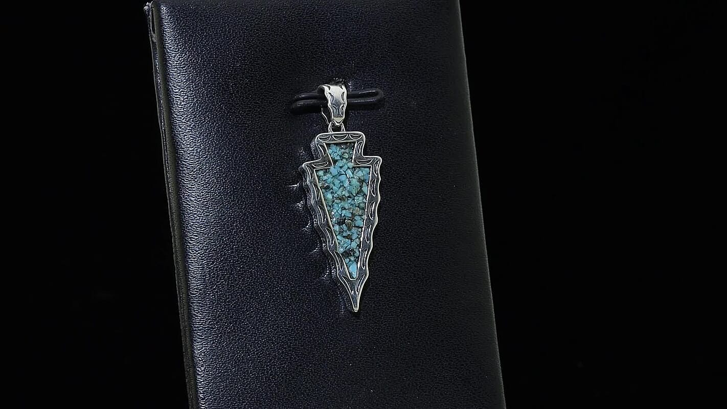 D'Joy Artisan Crafted Premium Blue Moon Turquoise 7.00 ctw Arrow Pendant without Chain in Sterling Silver