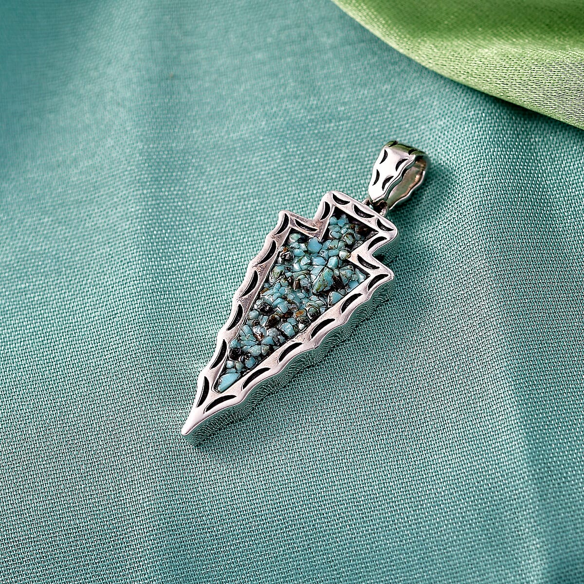 D'Joy Artisan Crafted Premium Blue Moon Turquoise 7.00 ctw Arrow Pendant without Chain in Sterling Silver image number 1
