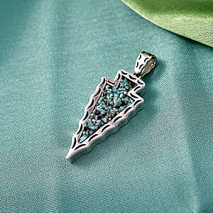 D'Joy Artisan Crafted Premium Blue Moon Turquoise 7.00 ctw Arrow Pendant without Chain in Sterling Silver