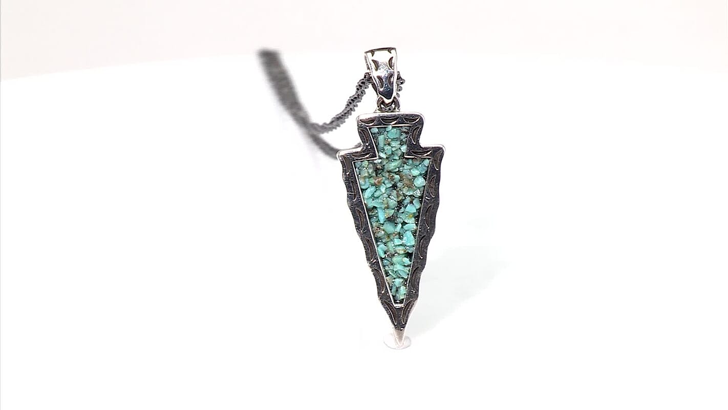 D'Joy Artisan Crafted Premium Blue Moon Turquoise 7.00 ctw Arrow Pendant without Chain in Sterling Silver