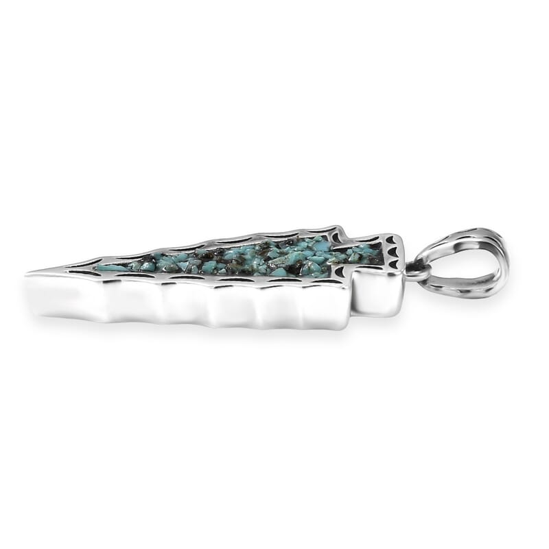 D'Joy Artisan Crafted Premium Blue Moon Turquoise 7.00 ctw Arrow Pendant without Chain in Sterling Silver