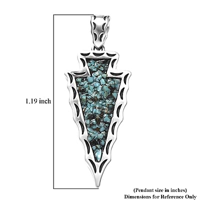D'Joy Artisan Crafted Premium Blue Moon Turquoise 7.00 ctw Arrow Pendant without Chain in Sterling Silver