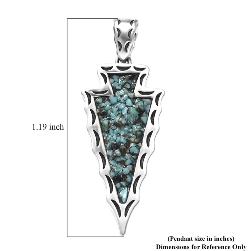 D'Joy Artisan Crafted Premium Blue Moon Turquoise 7.00 ctw Arrow Pendant without Chain in Sterling Silver
