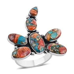 Santa Fe Style Spiny Turquoise 18 ctw Dragonfly Ring in Sterling Silver (Size 11.0)