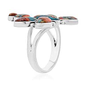 Santa Fe Style Spiny Turquoise 18 ctw Dragonfly Ring in Sterling Silver (Size 11.0)