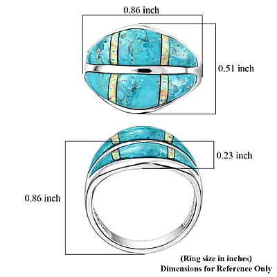 Santa Fe Style Kingman Turquoise and Opal 10.60 ctw Ring in Sterling Silver (Size 10.0)