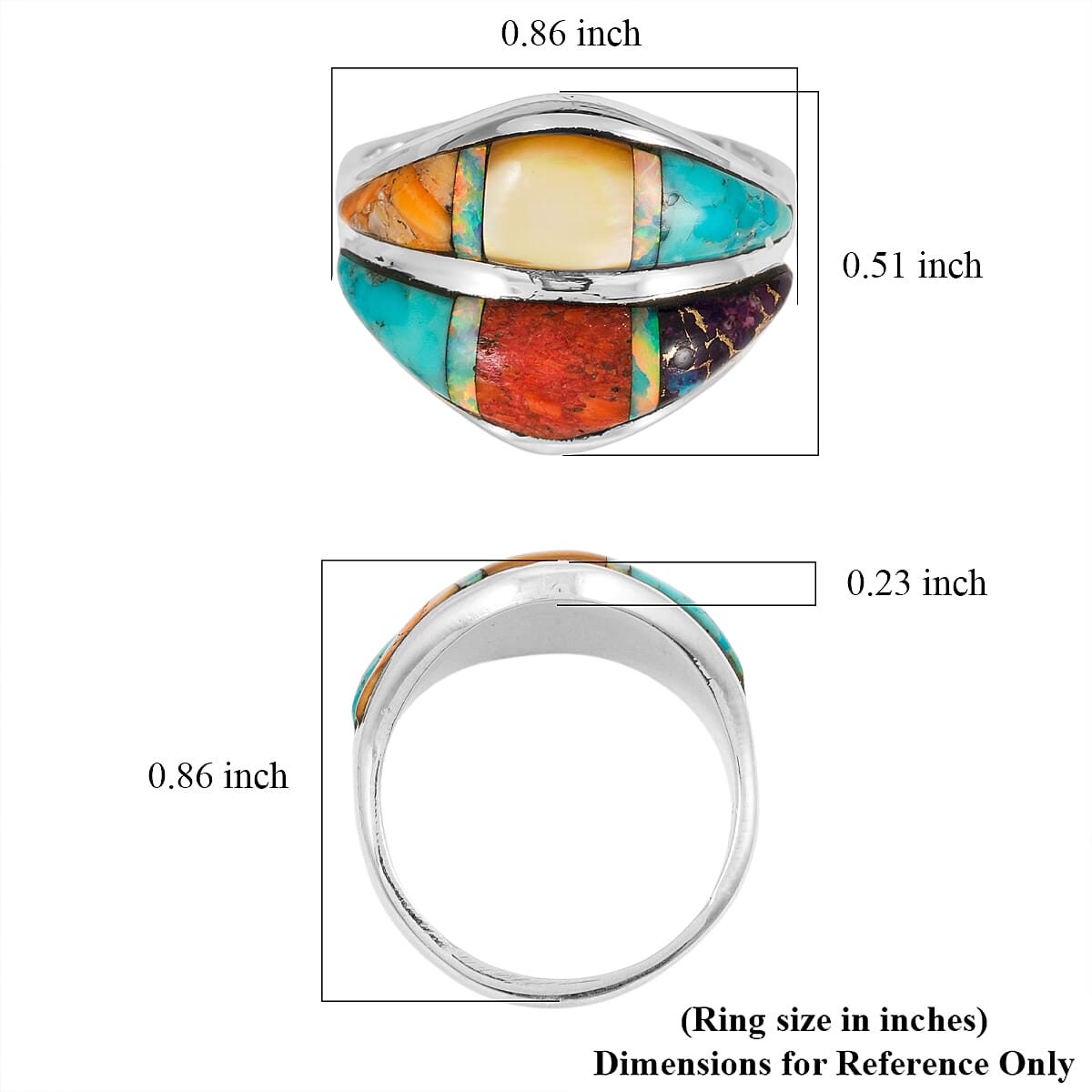 Santa Fe Style Multi Gemstone and Opal 10.60 ctw Rainbow Ring in Sterling Silver (Size 11.0) image number 4