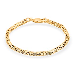 14K YG Over Sterling Silver Byzantine Bracelet (7.50 In) 6.4 Grams