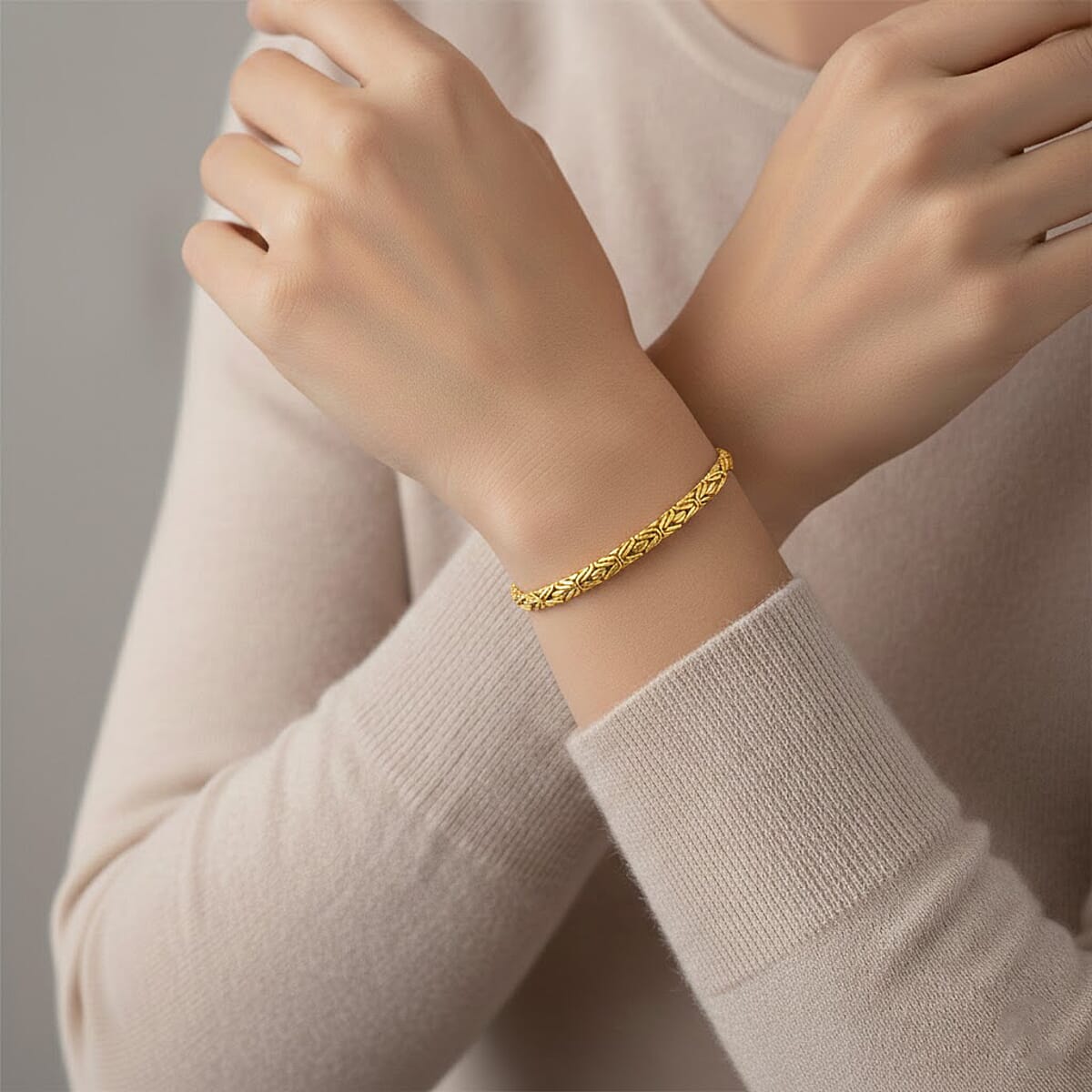 14K YG Over Sterling Silver Byzantine Bracelet (7.50 In) 6.4 Grams image number 2