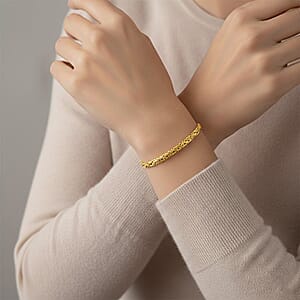 14K YG Over Sterling Silver Byzantine Bracelet (7.50 In) 6.4 Grams