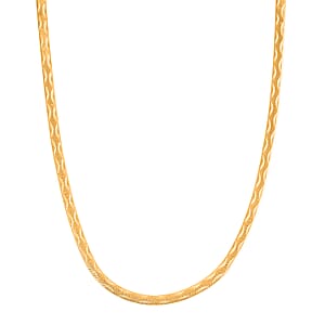  14K YG Over Sterling Silver Textured Wavy Chain Necklace (18 Inches) (3.60 g)