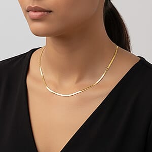  14K YG Over Sterling Silver Textured Wavy Chain Necklace (18 Inches) (3.60 g)