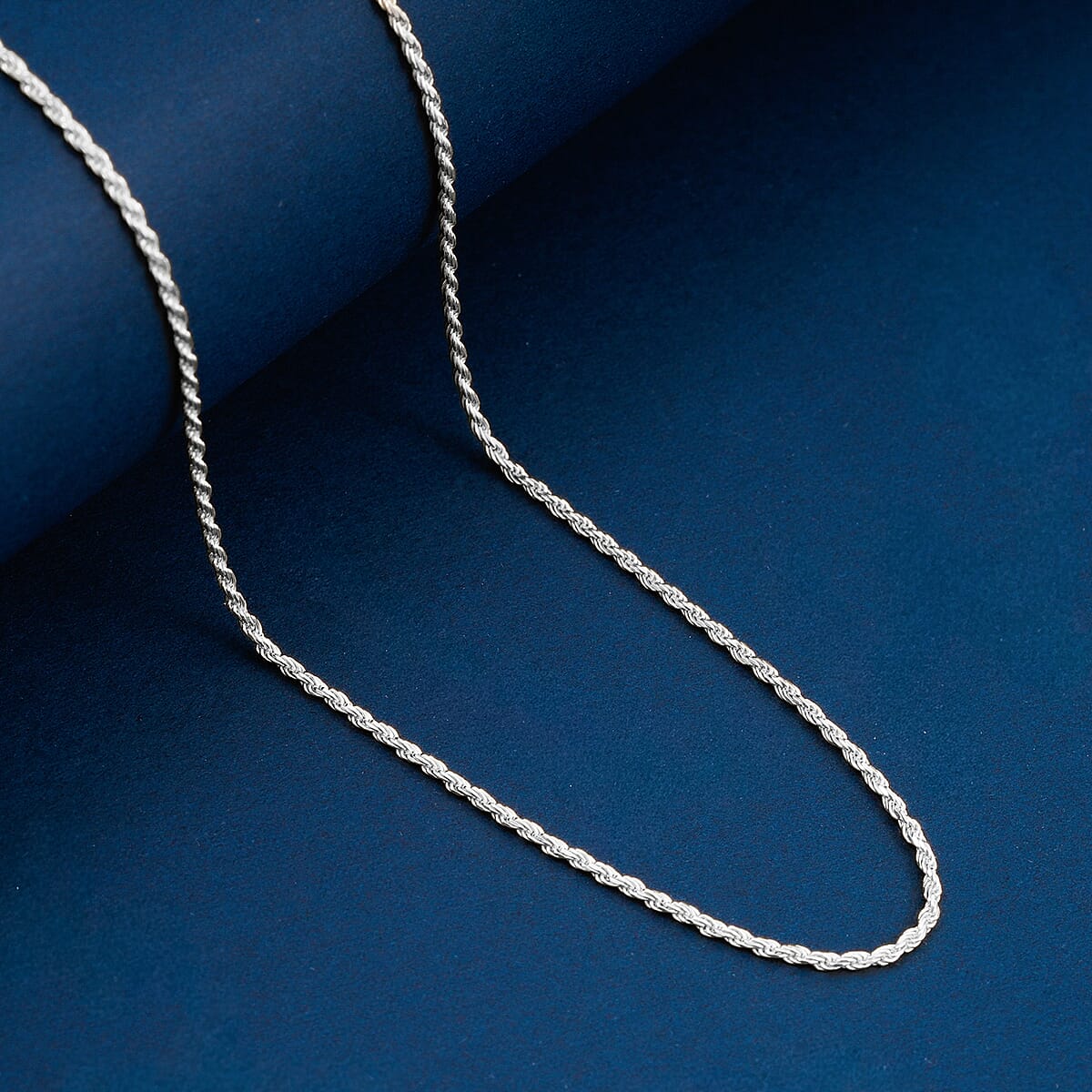 Rope Chain Necklace in Sterling Silver 4.4 Grams 22 Inches image number 1