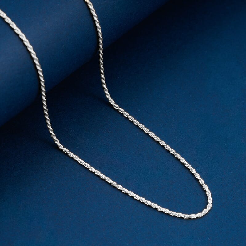 Rope Chain Necklace in Sterling Silver 4.4 Grams 22 Inches