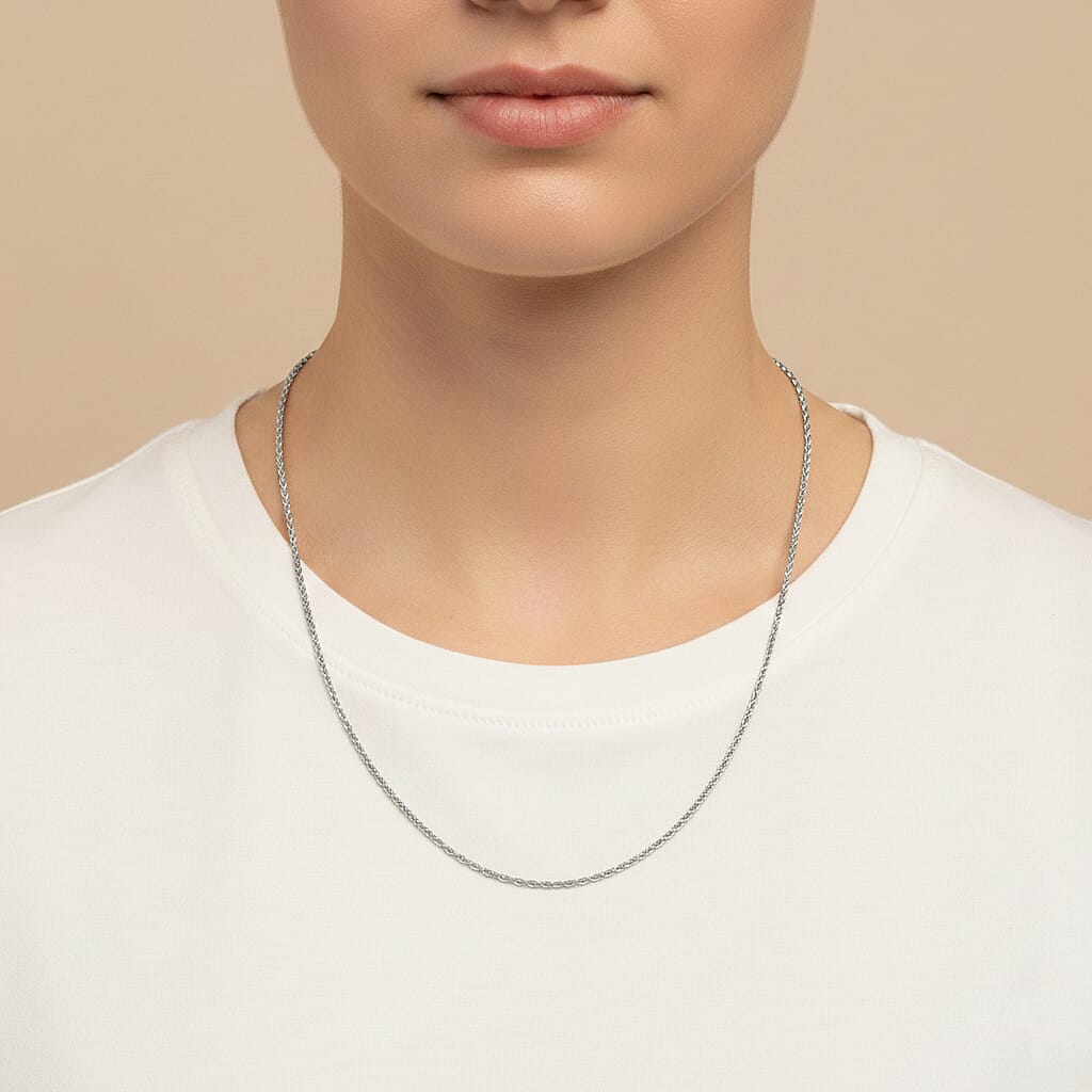 Rope Chain Necklace in Sterling Silver 4.4 Grams 22 Inches