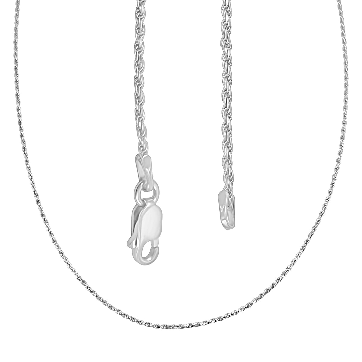 Rope Chain Necklace in Sterling Silver 4.4 Grams 22 Inches image number 4
