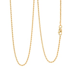 Rope Chain Necklace in 14K Yellow Gold Over Sterling Silver 4.4 Grams 22 Inches