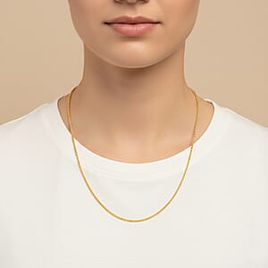 Rope Chain Necklace in 14K Yellow Gold Over Sterling Silver 4.4 Grams 22 Inches