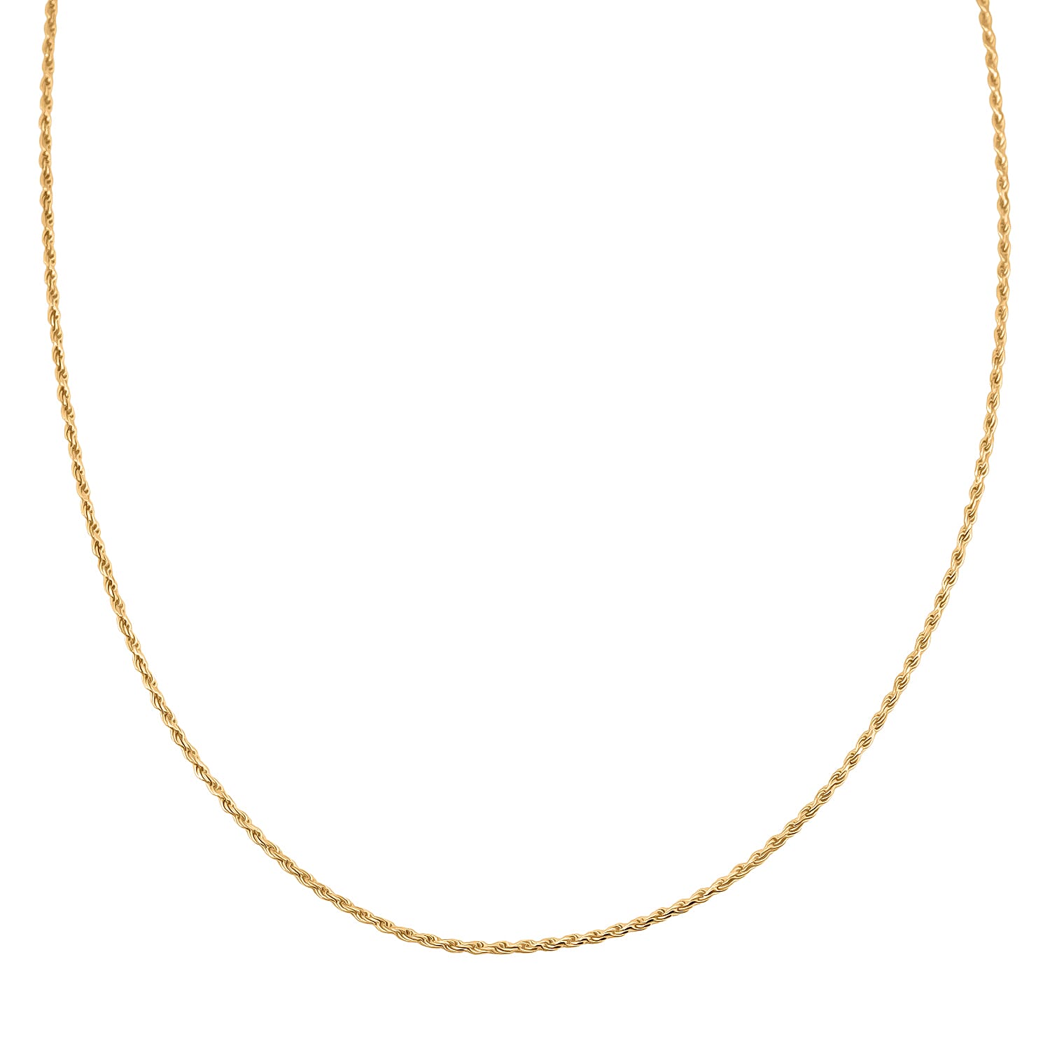 Rope Chain Necklace in 14K Yellow Gold Over Sterling Silver 4.4 Grams 22 Inches