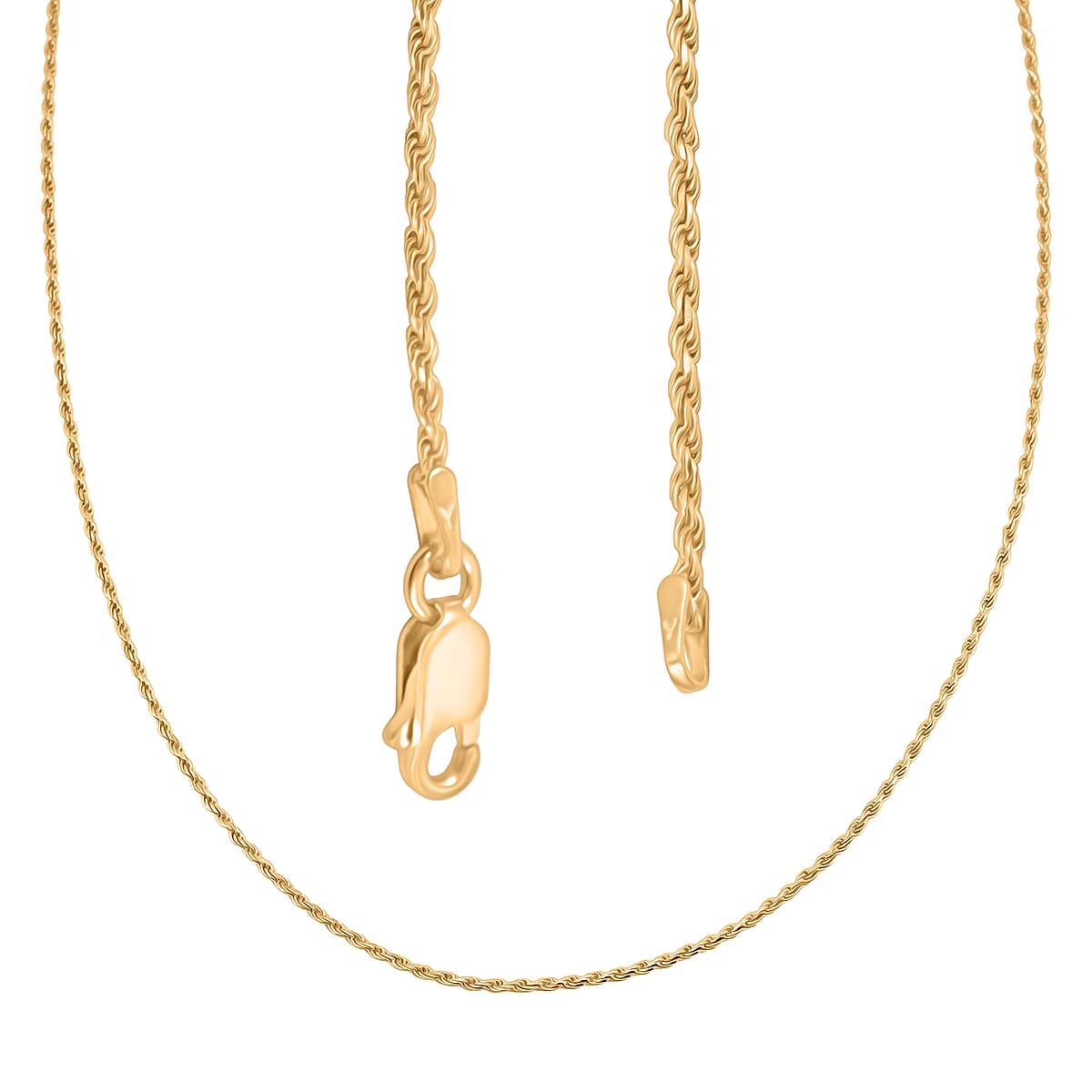 Rope Chain Necklace in 14K Yellow Gold Over Sterling Silver 4.4 Grams 22 Inches image number 4