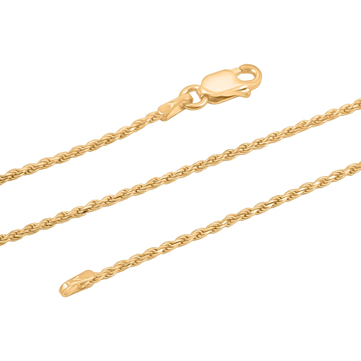 Rope Chain Necklace in 14K Yellow Gold Over Sterling Silver 4.4 Grams 22 Inches image number 5