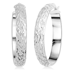 Textured Hoop Earrings in Sterling Silver (4 g)