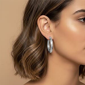 Textured Hoop Earrings in Sterling Silver (4 g)