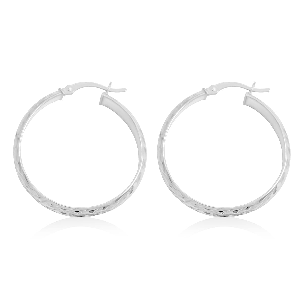 Textured Hoop Earrings in Sterling Silver (4 g) image number 4