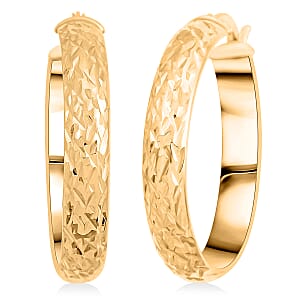 Textured Hoop Earrings in 14K Yellow Gold Over Sterling Silver 4 Grams
