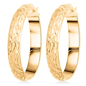 Textured Hoop Earrings in 14K Yellow Gold Over Sterling Silver 4 Grams