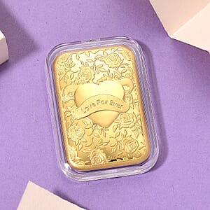 24K Gold Valentine Heart &ndash; Love Forever Embossed Sheet (31 &times; 45.5mm) 10mg