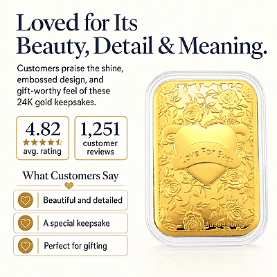 Heart Love 24k Gold Embossed Sheet 10mg