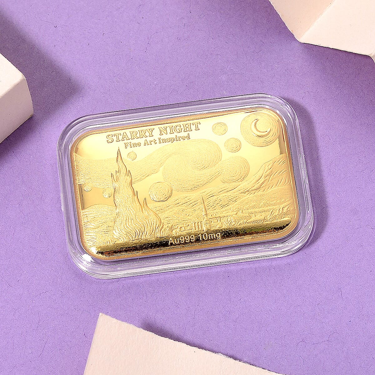 24K Gold Starry Night &mdash; Under a Sky of Wonder Embossed Gold Sheet | 10 mg image number 1