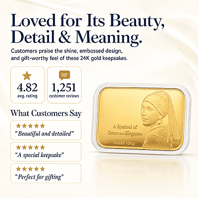 24K Gold A Symbol of Grace and Elegance Embossed Sheet 31x45.5mm 10mg