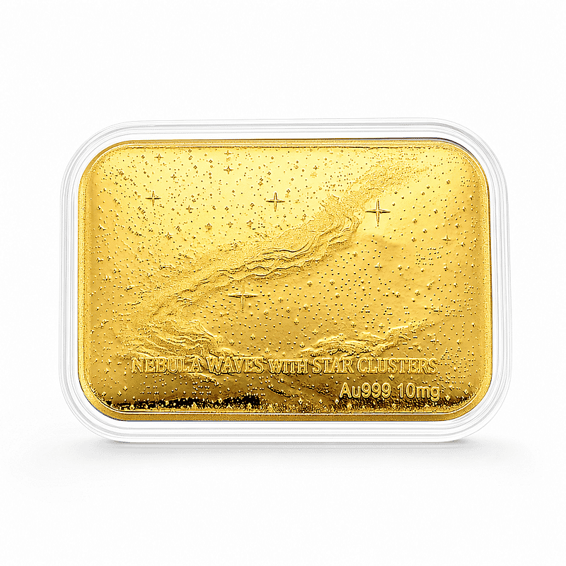 24K Golden Nebula Waves - Born Among the Stars Embossed Sheet 31x45.5mm 10mg