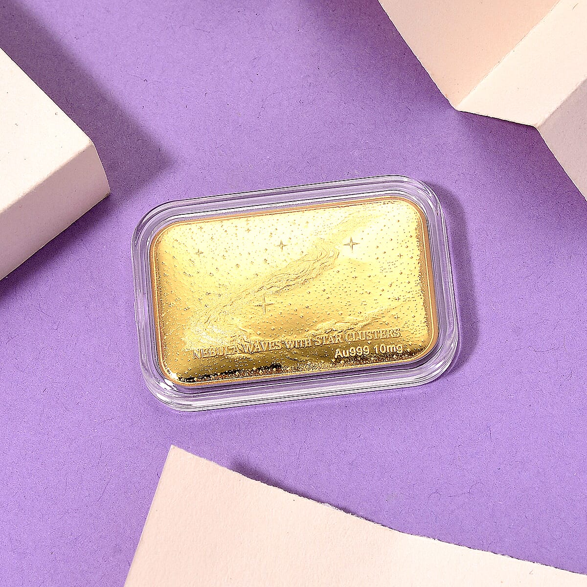 24K Golden Nebula Waves - Born Among the Stars Embossed Sheet 31x45.5mm 10mg image number 1