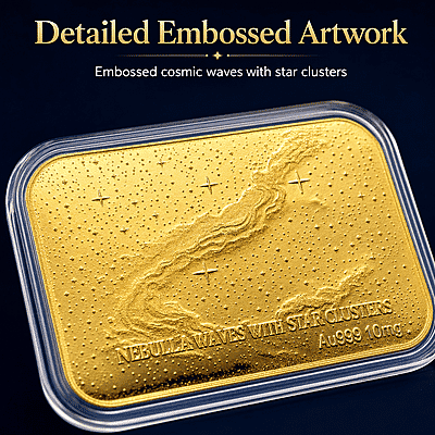 24K Golden Nebula Waves - Born Among the Stars Embossed Sheet 31x45.5mm 10mg - Product card gallery slide 4 (10178428764473)
