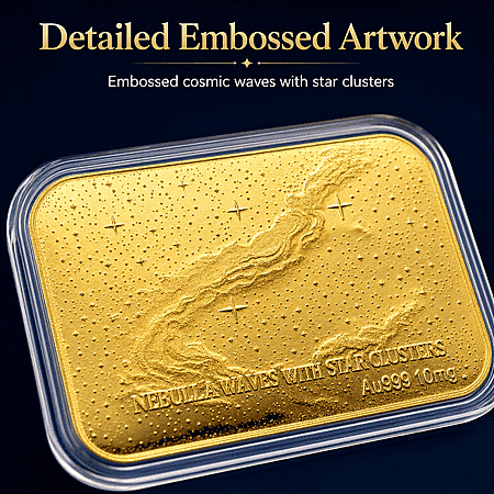 24K Golden Nebula Waves - Born Among the Stars Embossed Sheet 31x45.5mm 10mg - Product card gallery slide 4 (10178428764473)