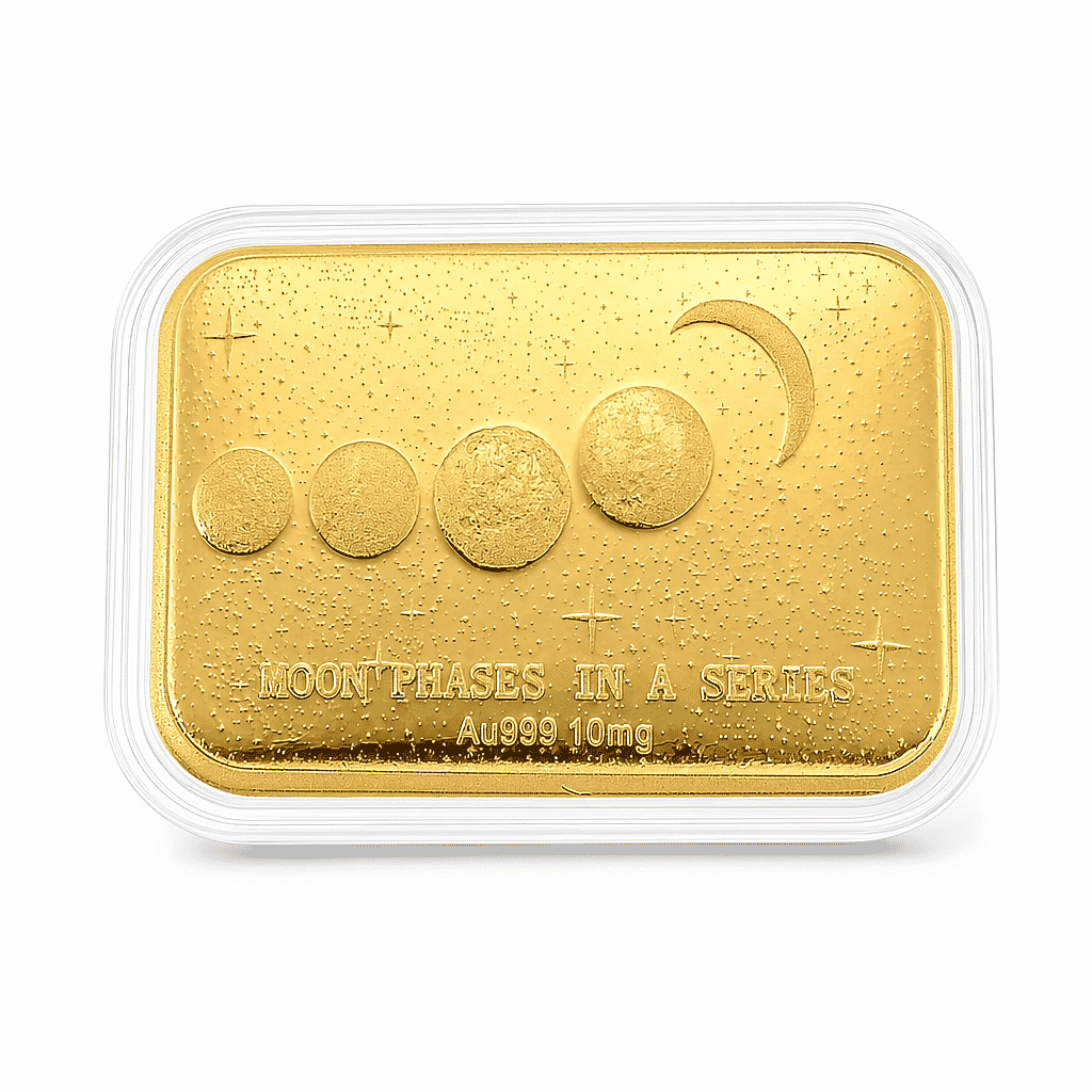 24K Golden Moon Phases, A Symbol of Life’s Journey Embossed Sheet 10mg