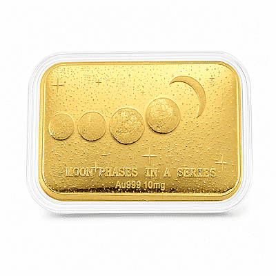 24K Golden Moon Phases, A Symbol of Life’s Journey Embossed Sheet 10mg - Product card gallery slide 1 (10178429059385)