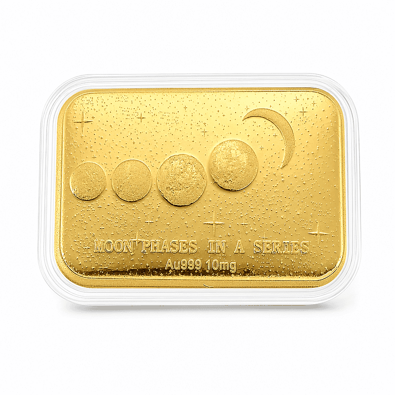 24K Golden Moon Phases, A Symbol of Life’s Journey Embossed Sheet 10mg