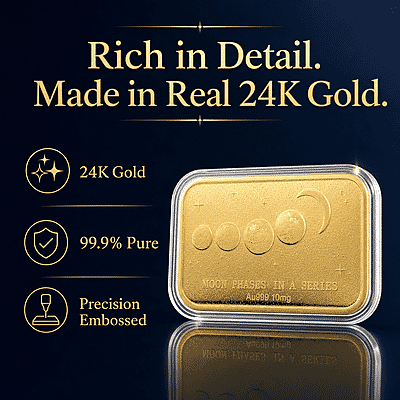 24K Golden Moon Phases, A Symbol of Life’s Journey Embossed Sheet 10mg - Product card gallery slide 2 (10178429059385)